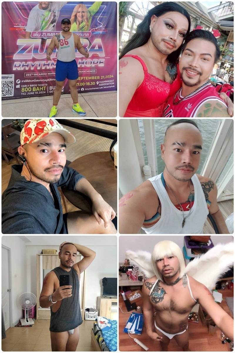 VX698 图片2644张 视频180个 泰国 生活场景丰富 自拍多 旅游 美景 健身 纹身 男扮女装 床上照 粉丝1000   曝光度低
